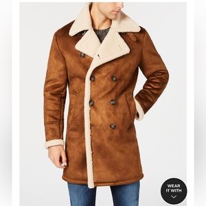 Brand new cognac color faux fur shearling coat